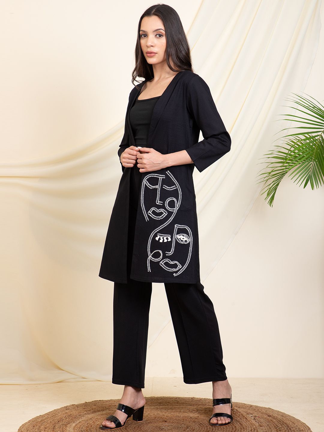 

DEEBACO Longline Open Front Shrug, Black
