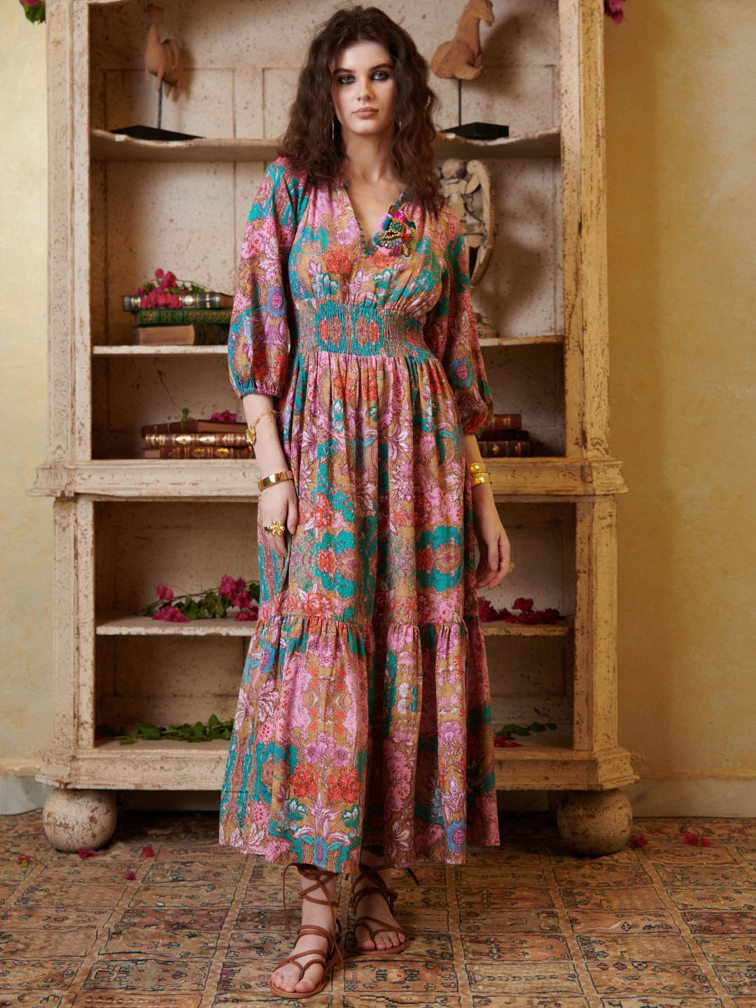 

CIN CIN Floral Print Maxi Dress, Blue