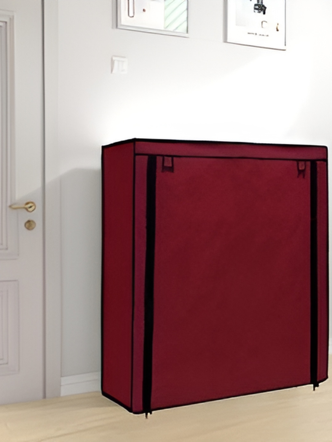 Rmerchants Maroon Water Resistant Shoe Rack Cover
