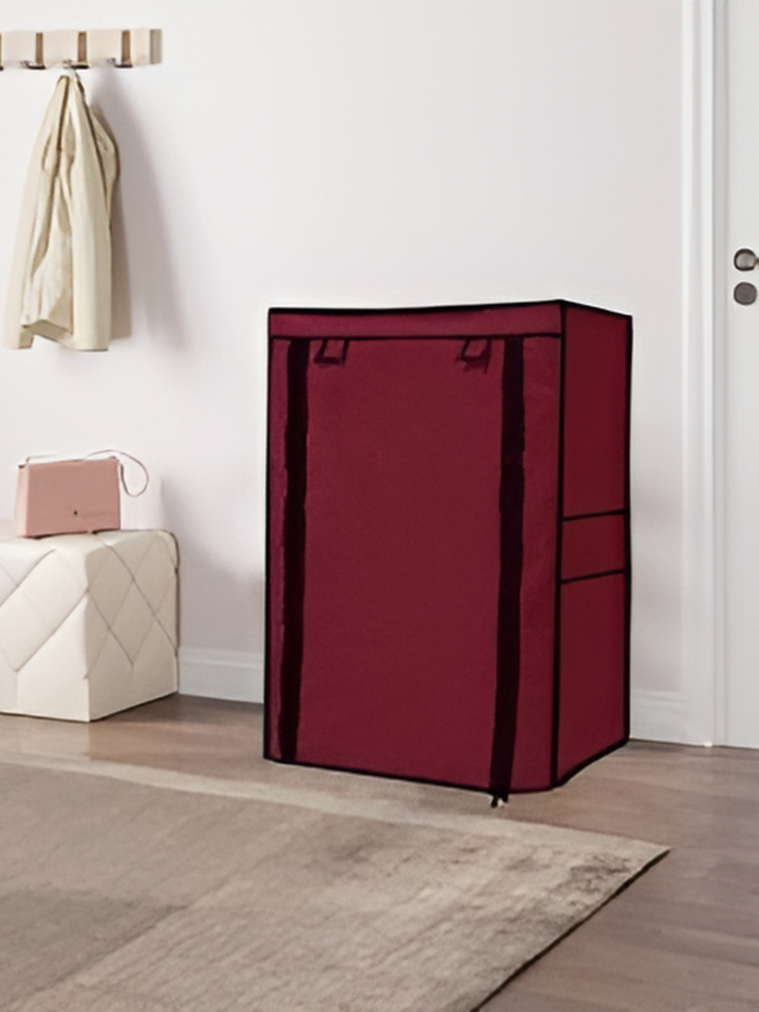 

Rmerchants Maroon Water Resistant Shoe Rack Cover