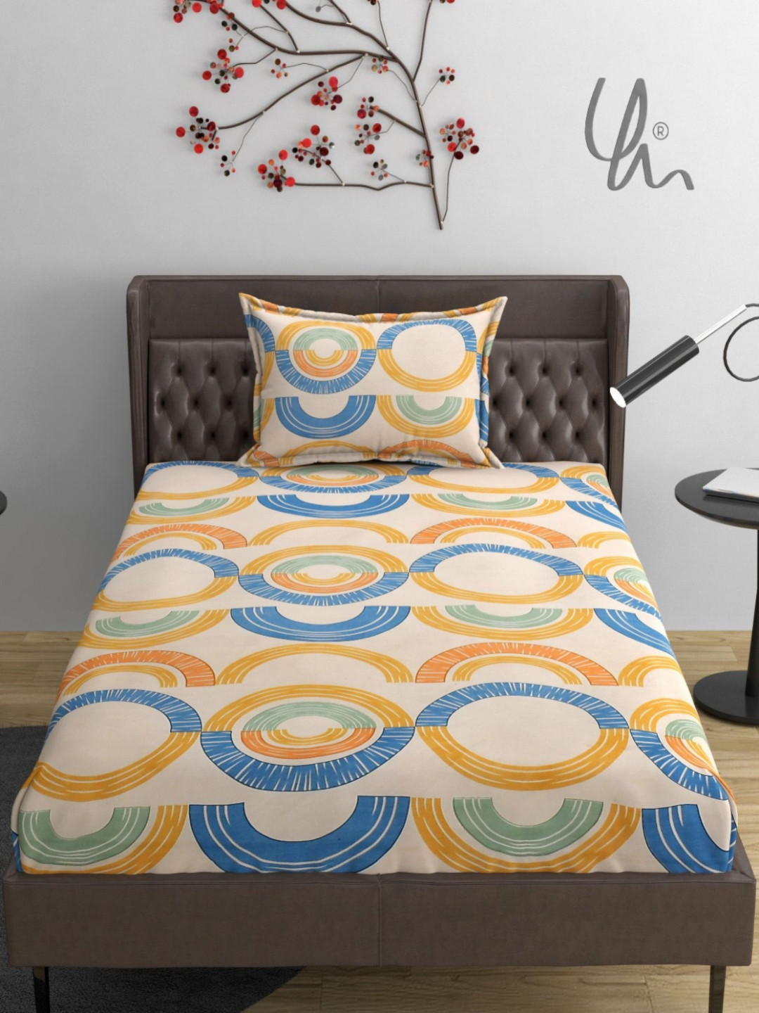 

YaAkholic Pink Printed Microfiber Fitted 210 TC Single Bedsheet Set 1.82 m x 1.21 m