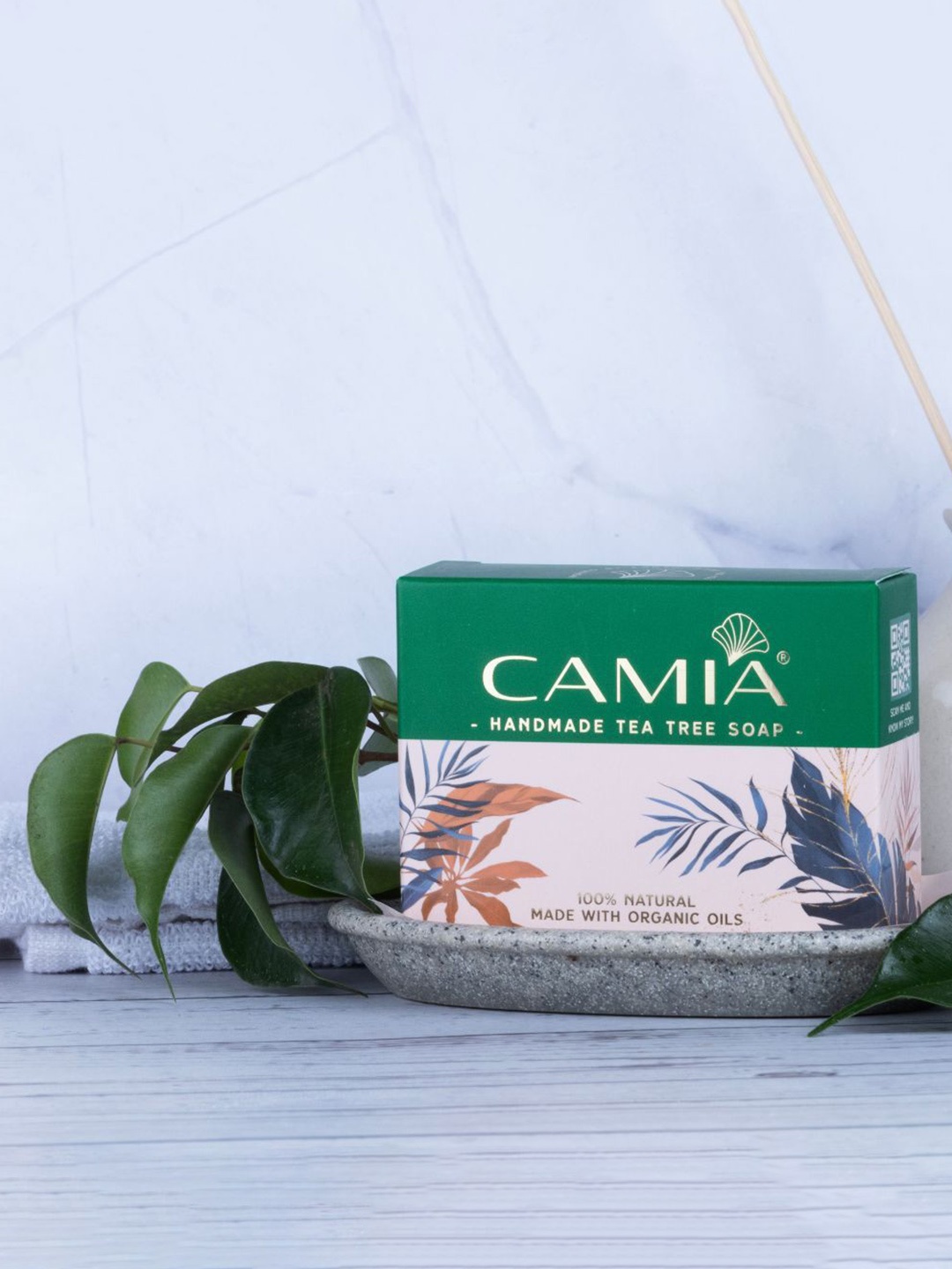 

CAMIA PlugNPlay Organic Tea Tree Soap With Castor & Olive Oil - 125 g, Green