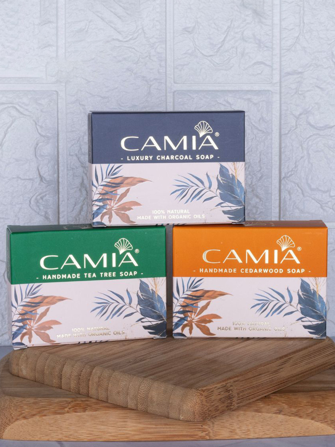 

CAMIA PlugNPlay Set Of 3 Luxury Charcoal, Cedarwood & Tea Tree Soap - 125 g Each, Blue