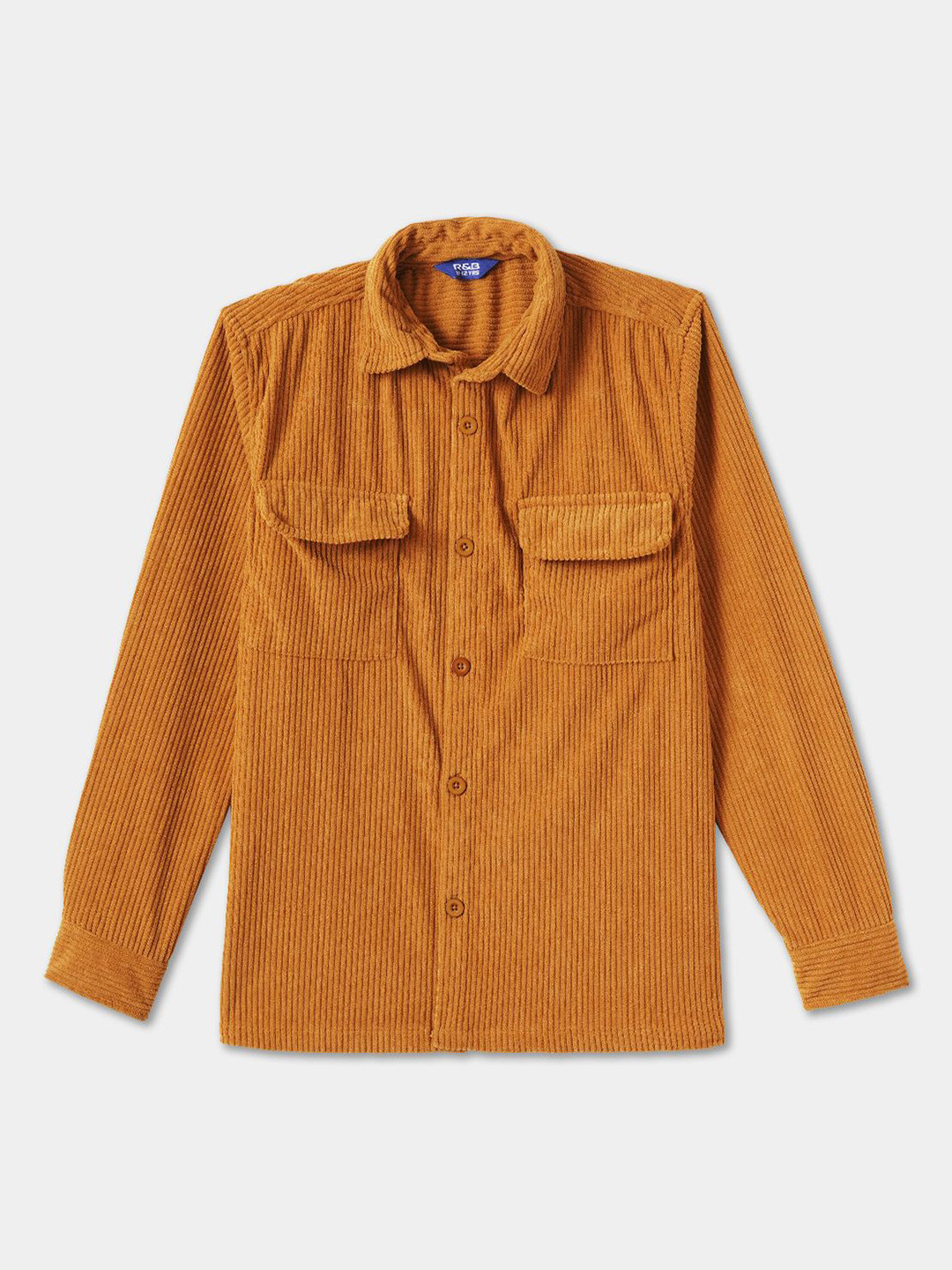 

R&B Boys Spread Collar Textured Casual Shirt, Rust