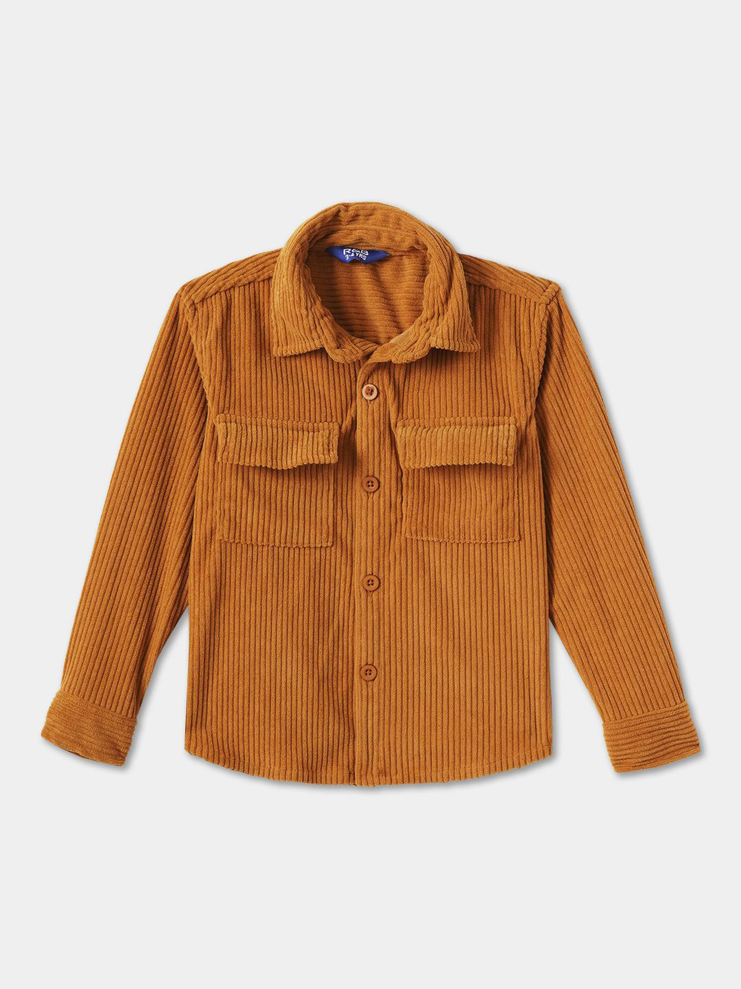 

R&B Boys Spread Collar Textured Casual Shirt, Mustard