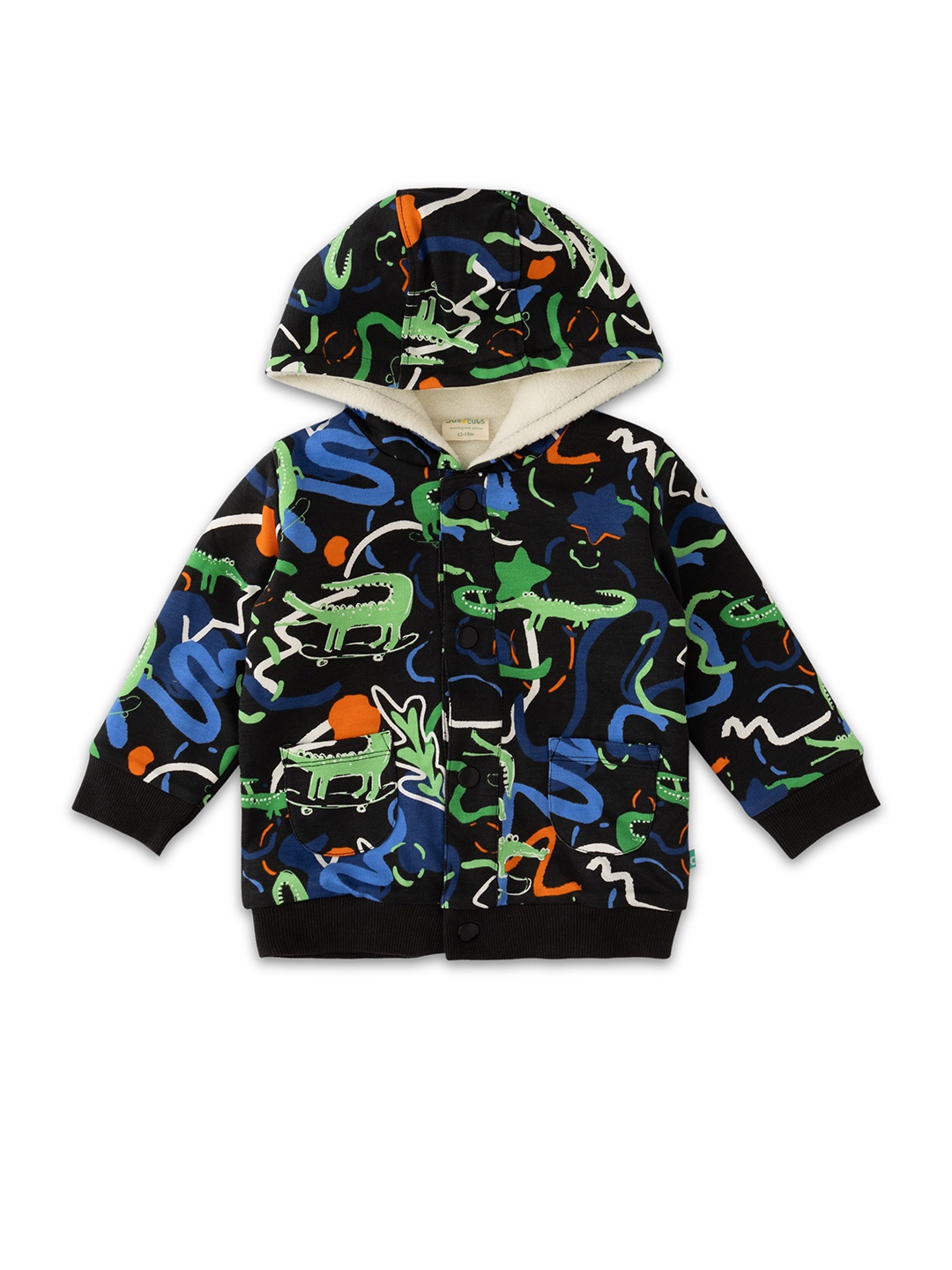 JusCubs Boys Printed Hooded Sweatshirt, Multi