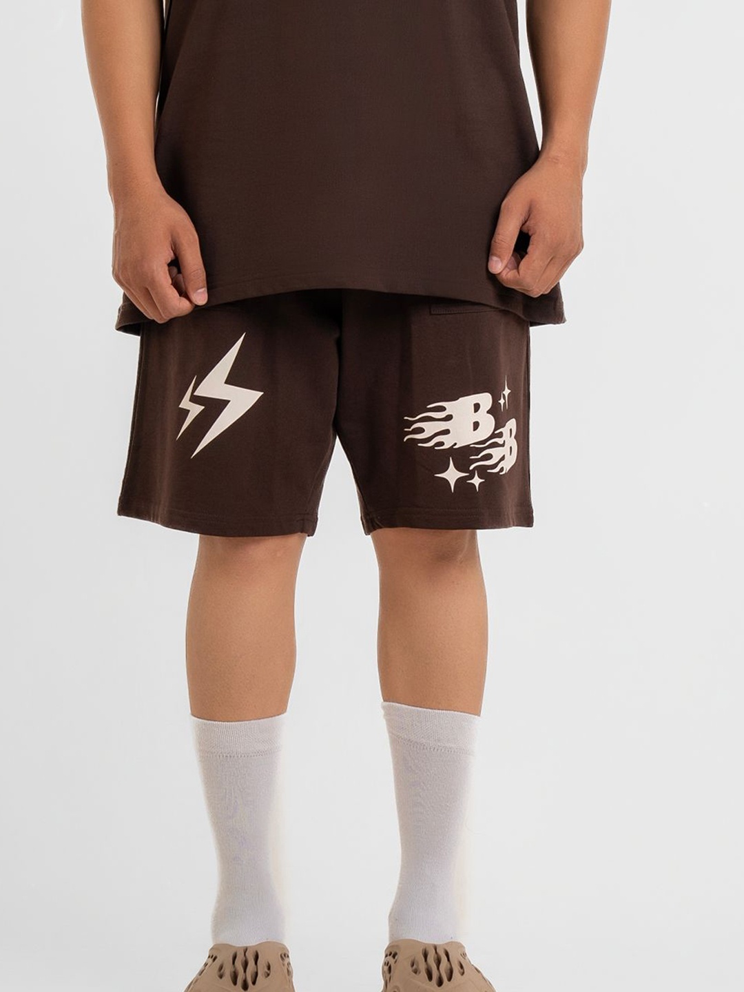 

Bad and Boujee Men Typography Printed Pure Cotton Outdoor Shorts, Brown