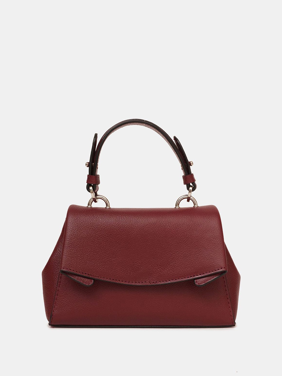 

KELBY HUSTON Women Solid Structured Leather Handheld Bag, Maroon