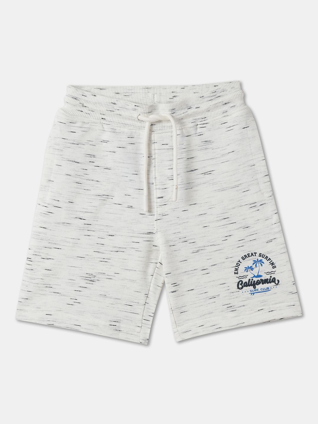 

R&B Boys Printed Regular Fit Cotton Shorts, White