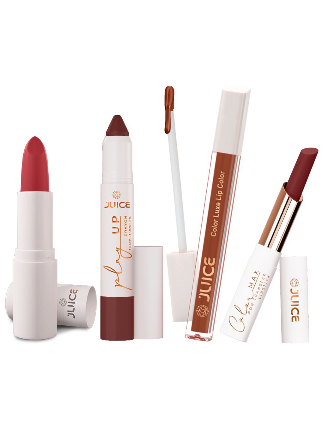 

JUICE Set Of 4 Play Up Color Luxe Color Max Long Lasting Lipstick-11.8g-M16-MCR04-M02- M09, Pink