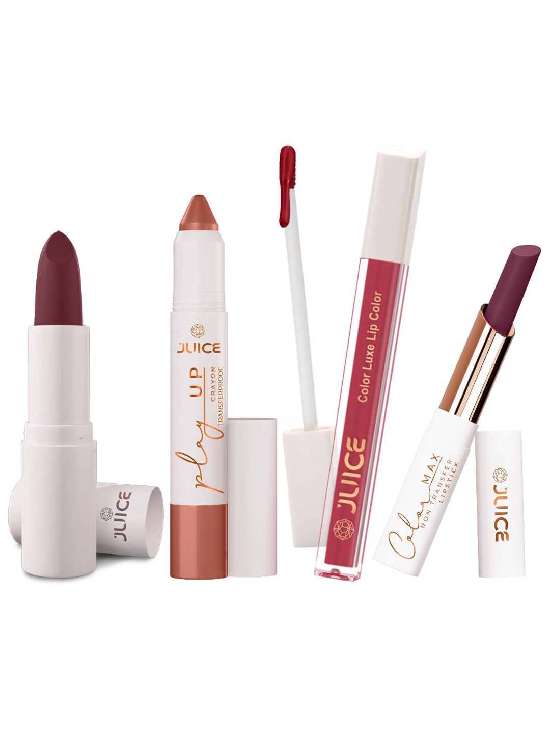 

JUICE Set Of 4 Play Up Color Luxe Color Max Lipstick- 11.8 g Each - M13- MCR01 -M13- M13, Pink