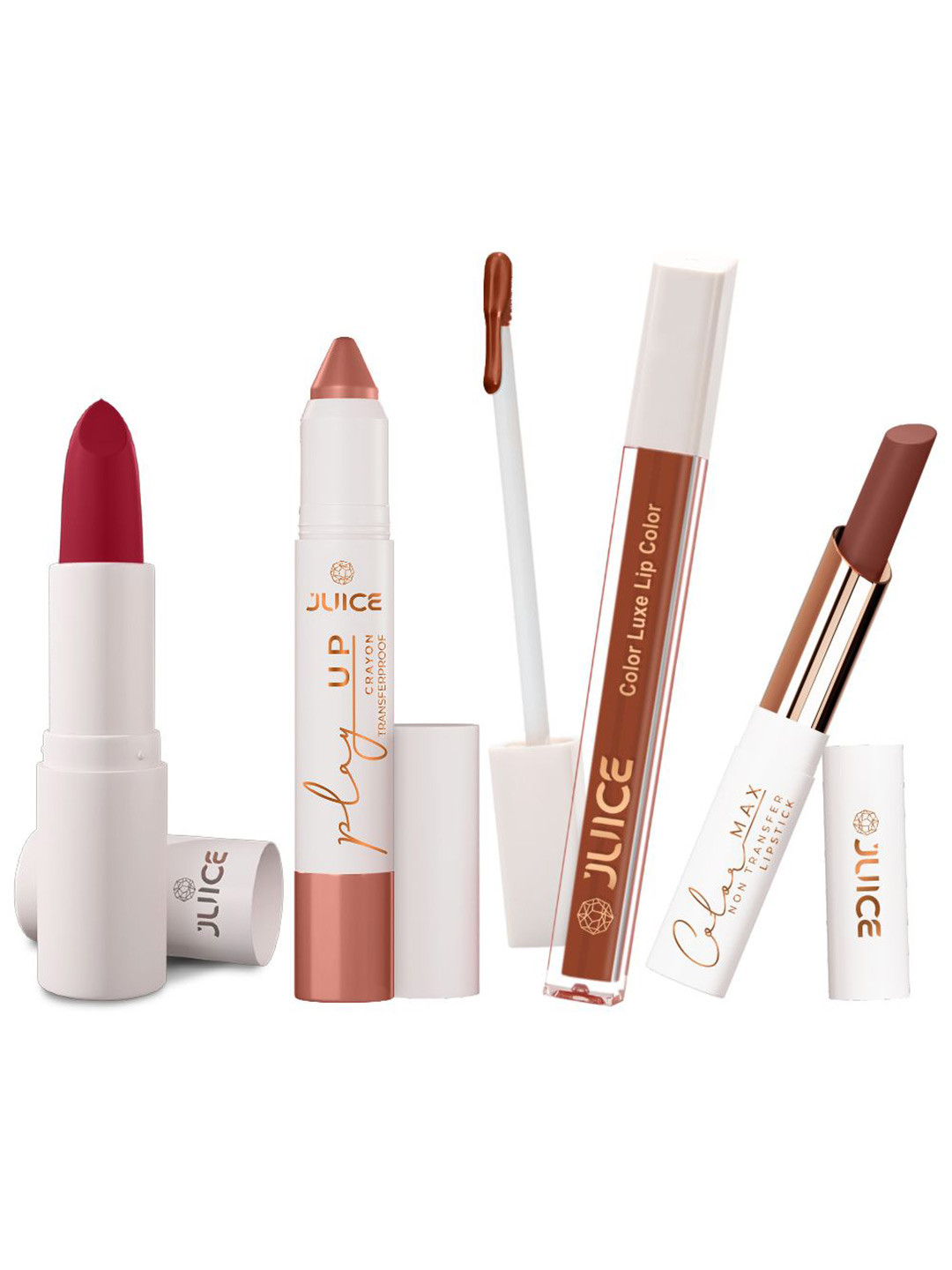 

JUICE Set Of 4 Play Up Color Luxe Color Max Lipstick- 11.8 g - M02- MCR02 -M02- M02, Red