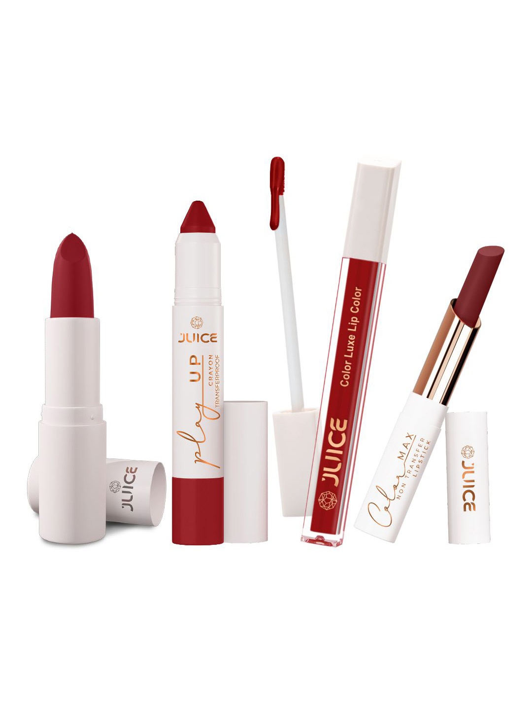 

JUICE Set Of 4 Play Up Color Luxe Color Max Lipstick- 11.8 g - M09- MCR09 -M09- M09, Red