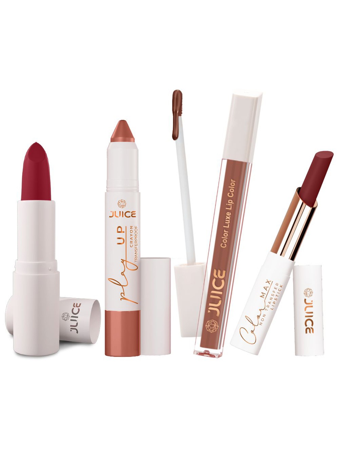 JUICE Set Of 4 Play Up Color Luxe Color Max Lipstick- 11. 8 g - M01- MCR01 -M11- M09, Red
