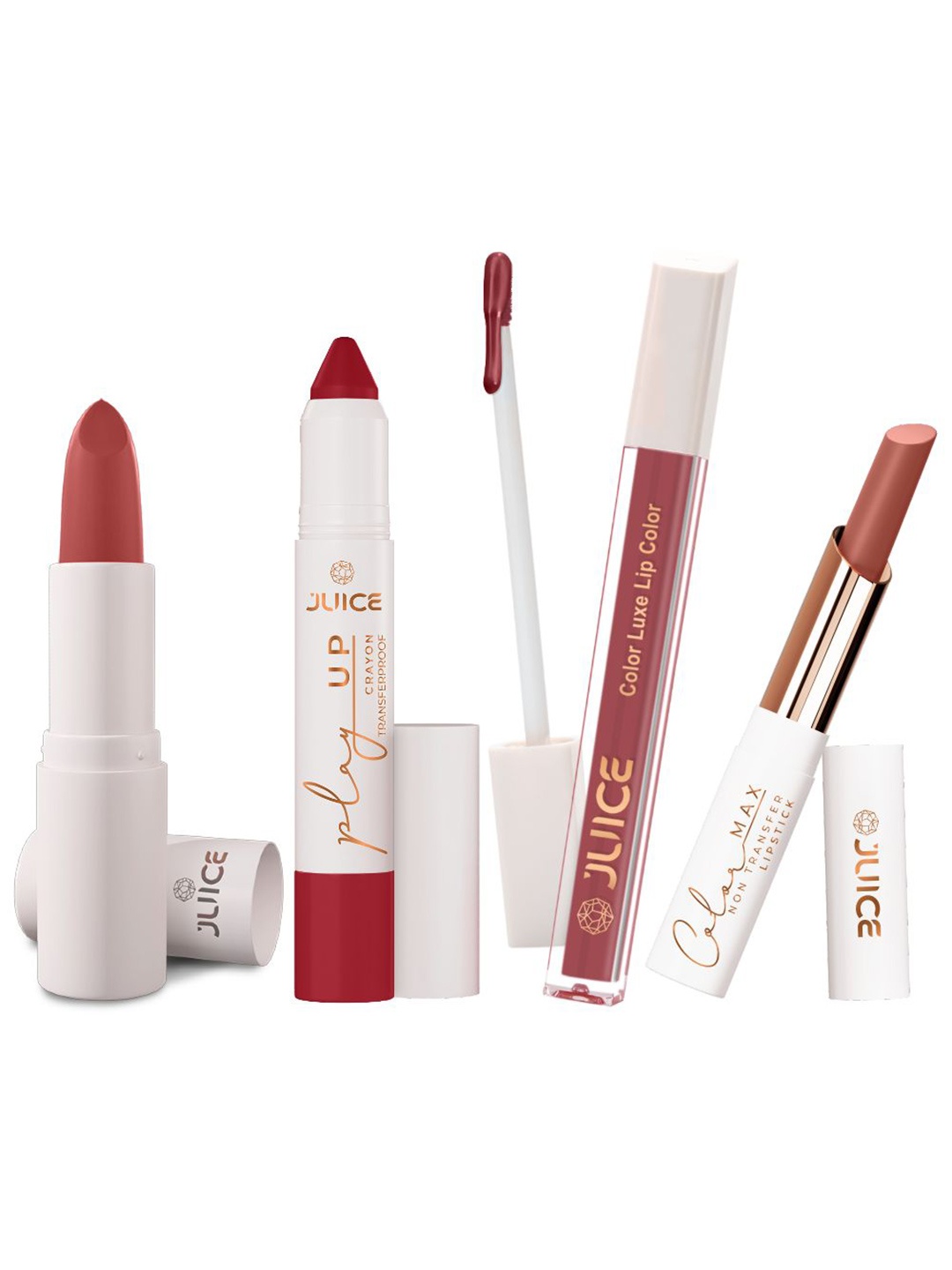 

JUICE Set Of 4 Play Up Color Luxe Color Max Long Lasting Lipstick-11.8g-M20-MCR08-M01- M20, Red