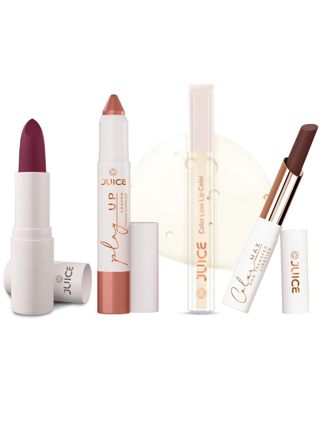 

JUICE Set Of 4 Play Up Color Luxe Color Max Long Lasting Lipstick-11.8g-M14-MCR02-G01- M11, Maroon