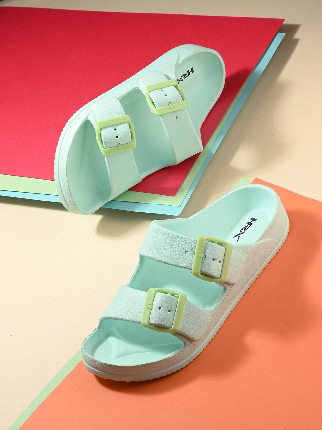 

HRX by Hrithik Roshan Men Rubber Sliders, Sea green