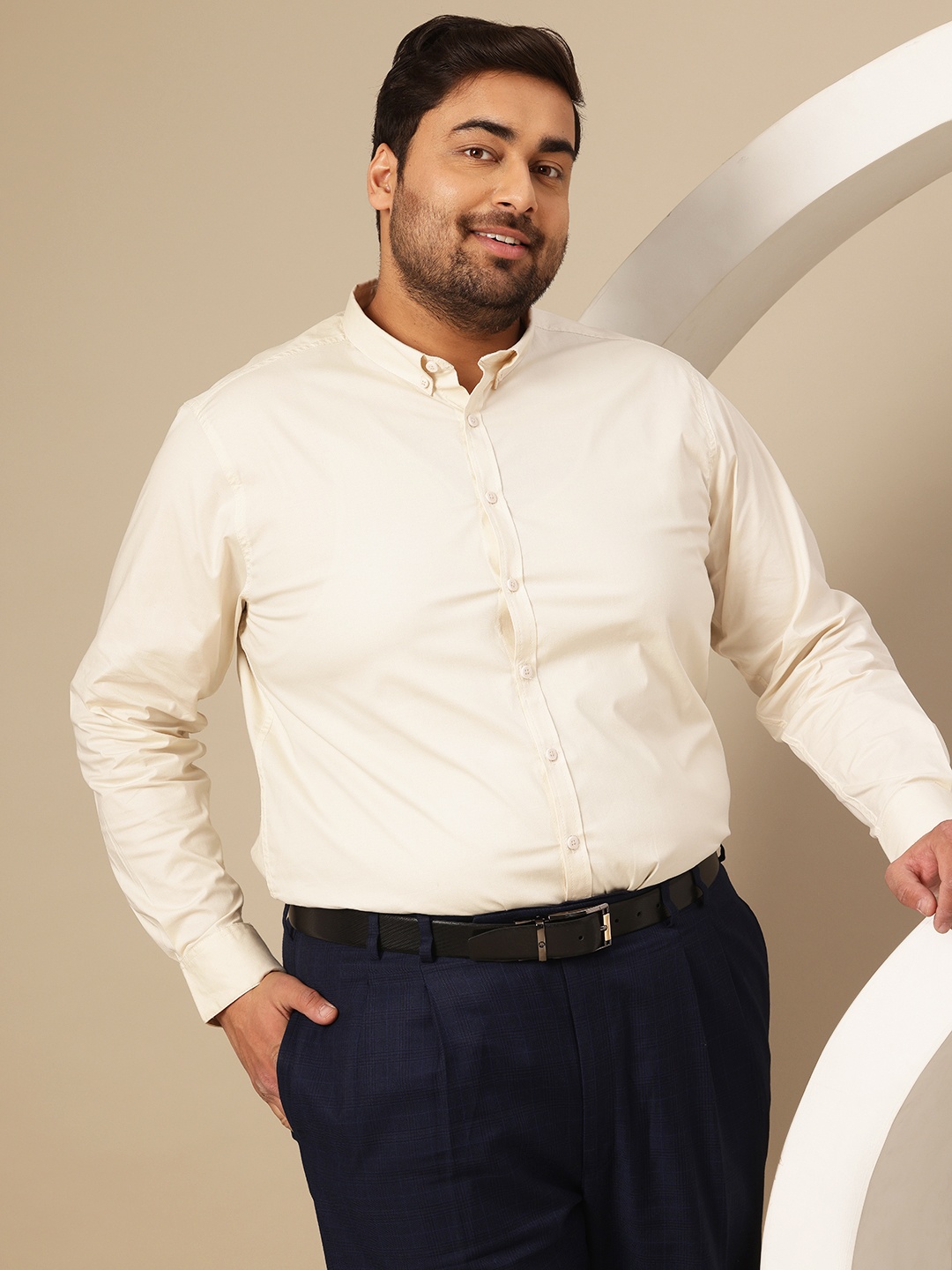 

Sztori Men Plus Size Comfort Formal Shirt, Off white