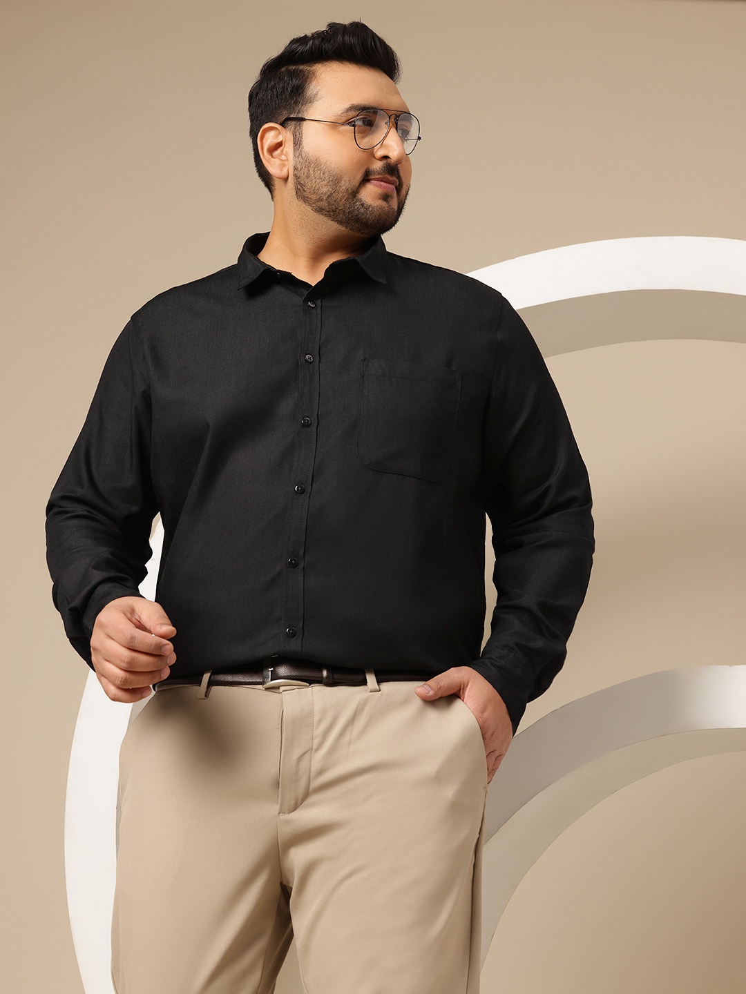 

Sztori Men Plus Size Comfort Party Shirt, Black