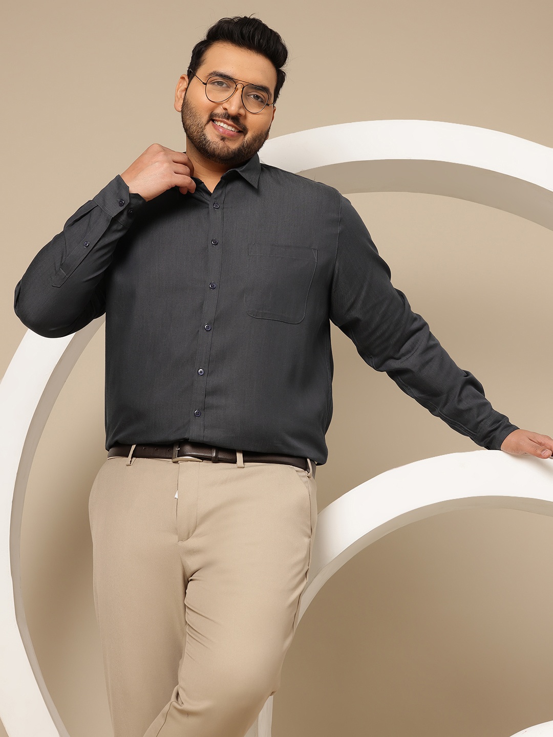 

Sztori Men Plus Size Comfort Formal Shirt, Grey