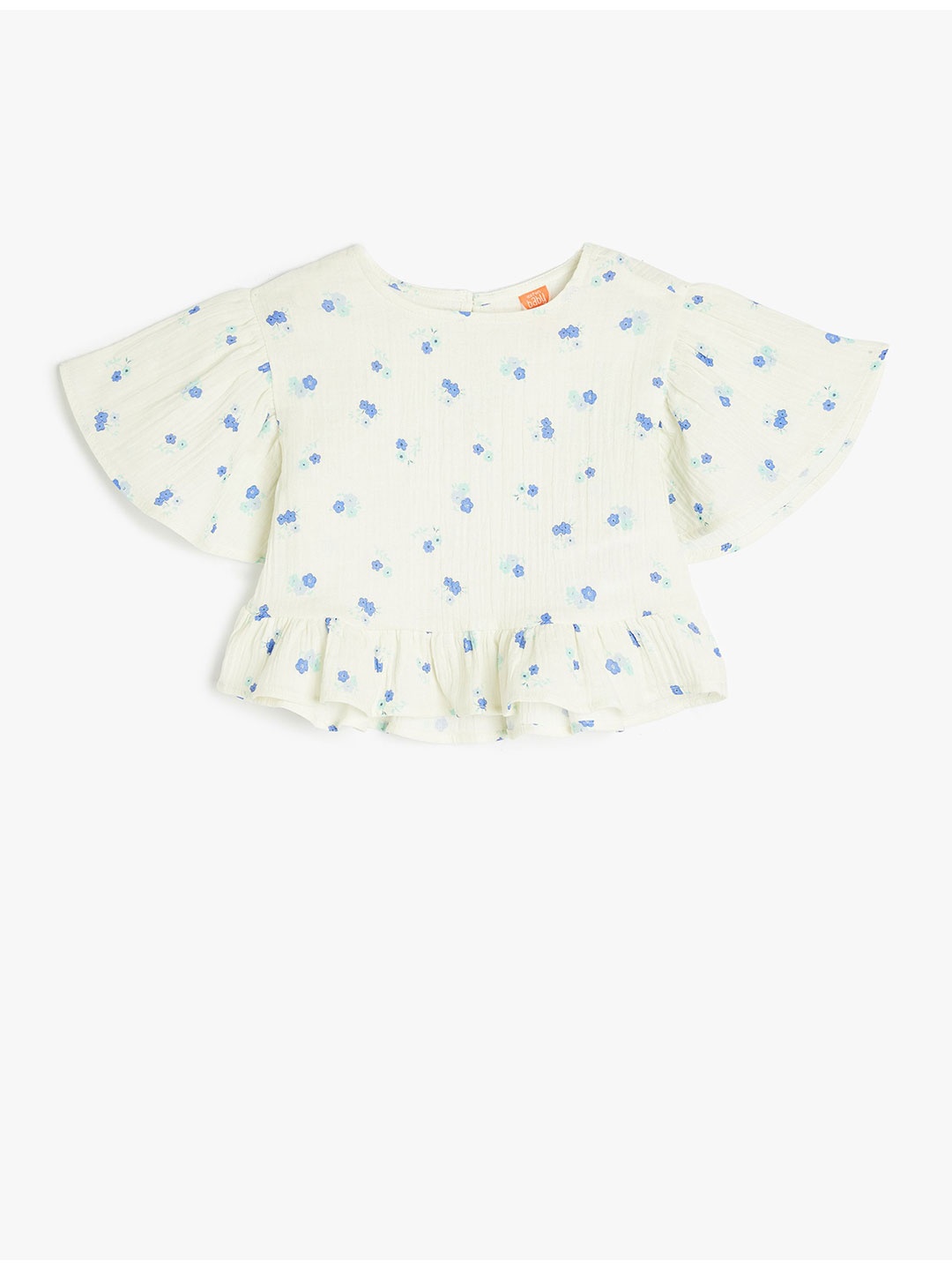 

Koton Print Flared Sleeve Cotton Top, Blue