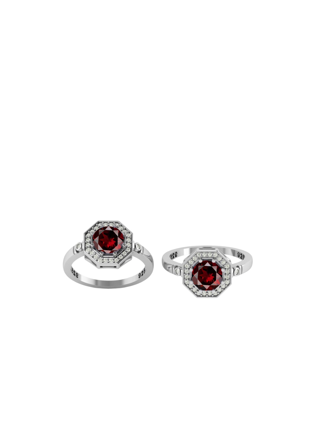 

LMDPRAJAPATIS Garnet- Stones Studded Finger Ring, Silver