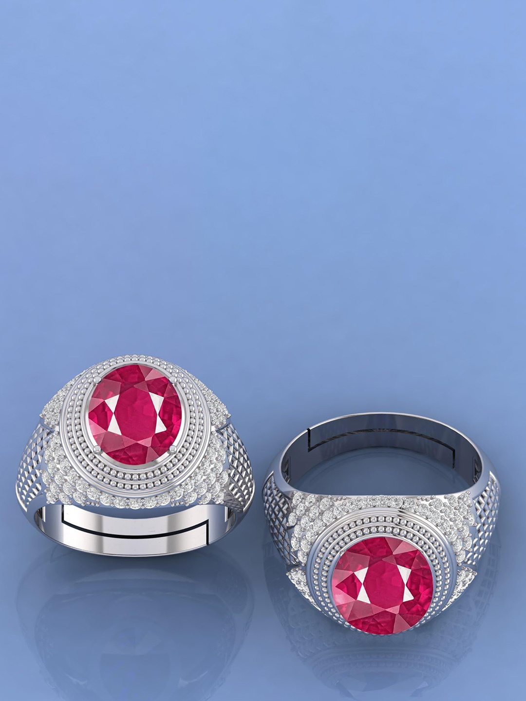 

LMDPRAJAPATIS Unisex Embellished Ring, Silver