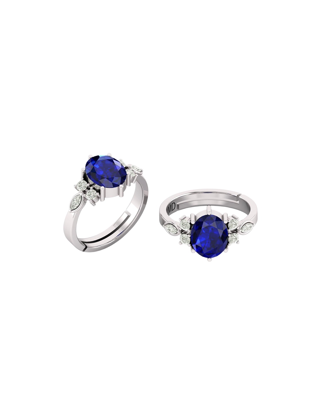 

LMDPRAJAPATIS Unisex 9.25 Ratti/8.25 Carat Natural Blue Sapphire Gemstone Silver Plated Ring For Women And Men