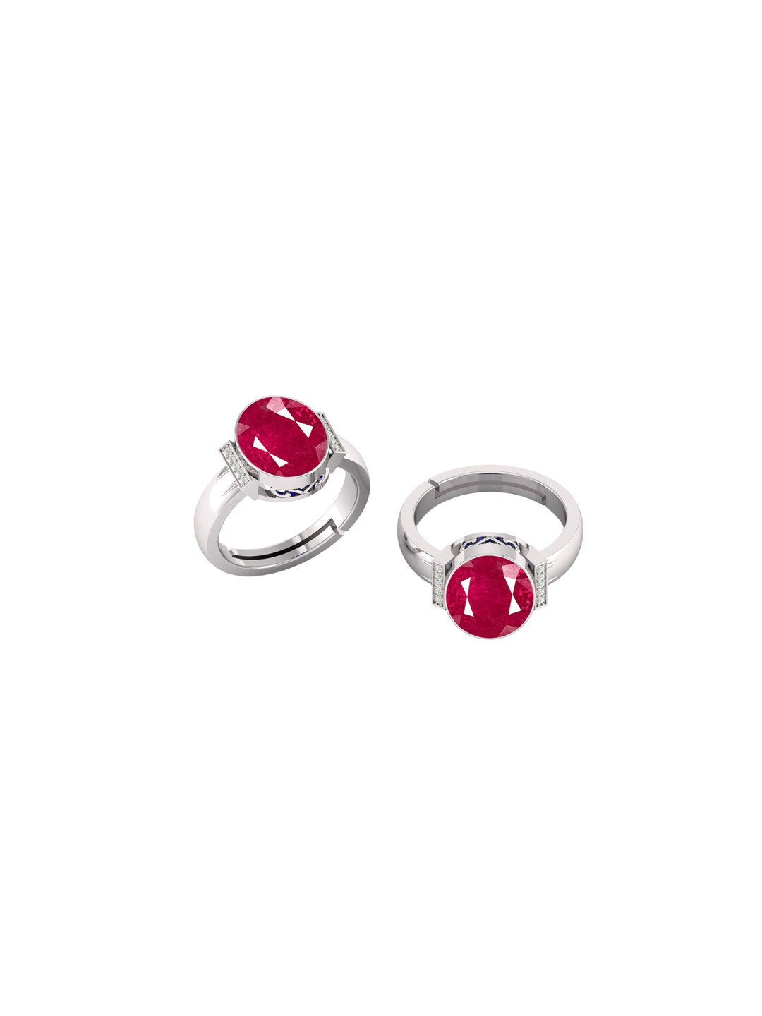 

LMDPRAJAPATIS Unisex 5.25 Ratti/4.50 Carat Natural Red Ruby Gemstone Silver Adjustable Ring For Men And Women