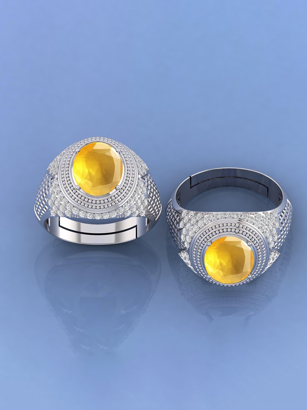 

LMDPRAJAPATIS Unisex Embellished Ring, Silver