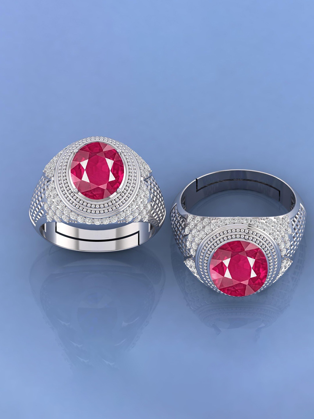 

LMDPRAJAPATIS Unisex Embellished Ring, Silver