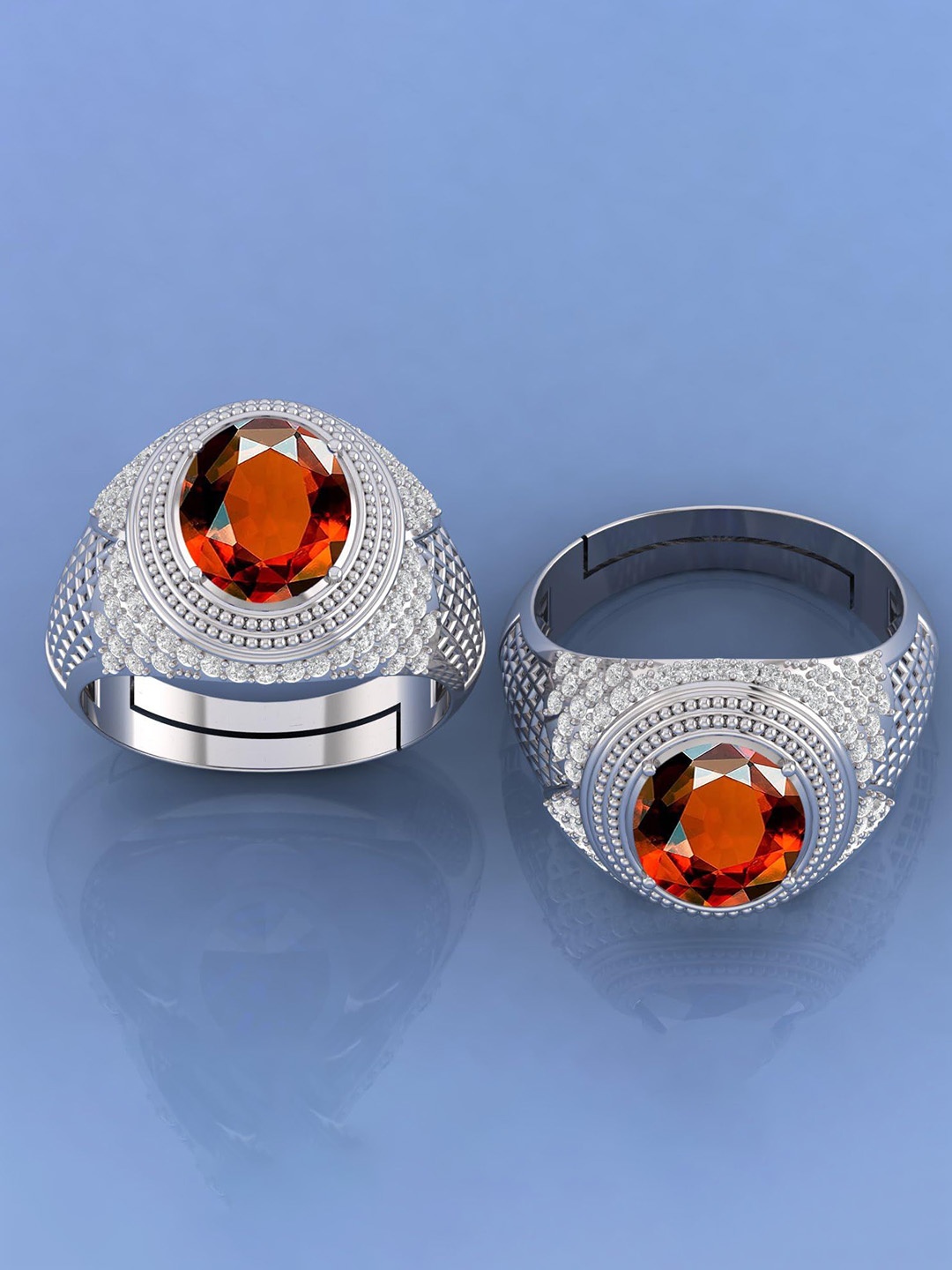 

LMDPRAJAPATIS Unisex Embellished Ring, Silver