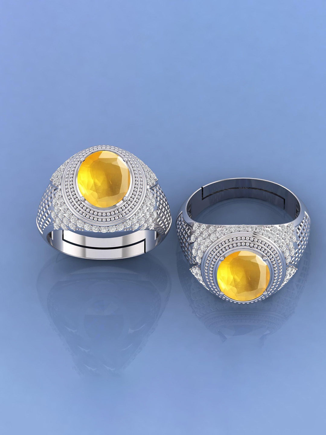 

LMDPRAJAPATIS Unisex Embellished Ring, Silver
