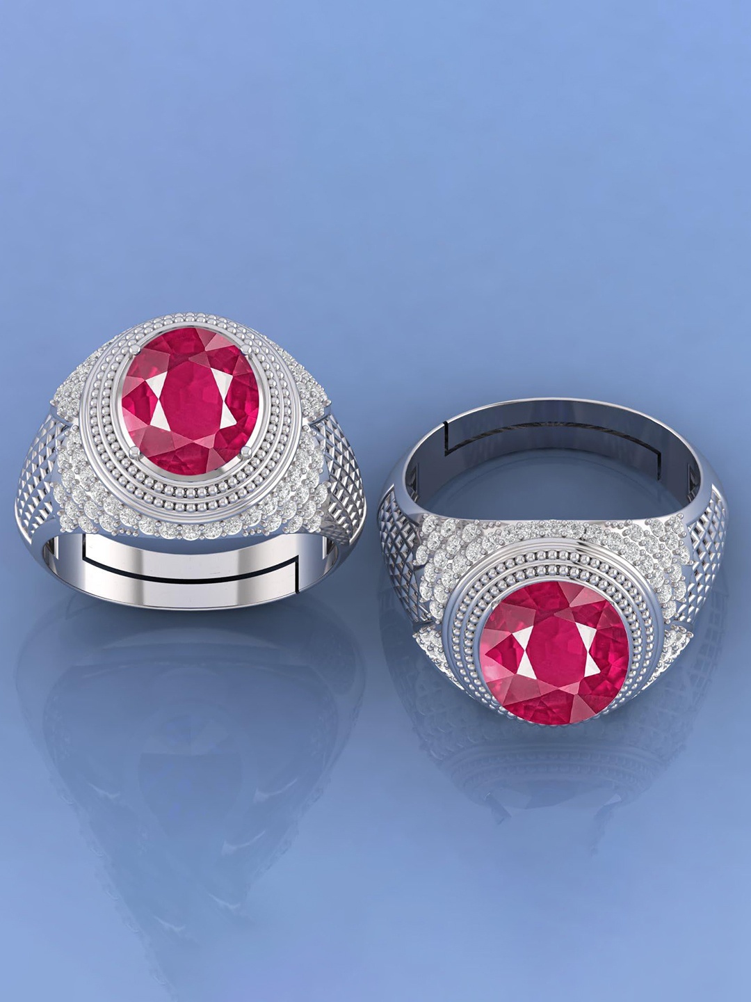 

LMDPRAJAPATIS Unisex Embellished Ring, Silver