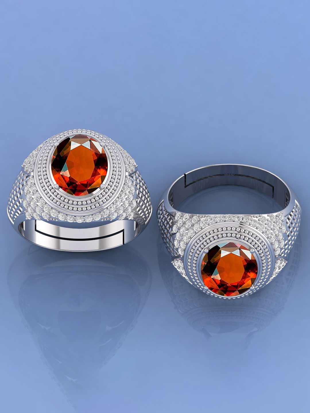 

LMDPRAJAPATIS Unisex Embellished Ring, Silver