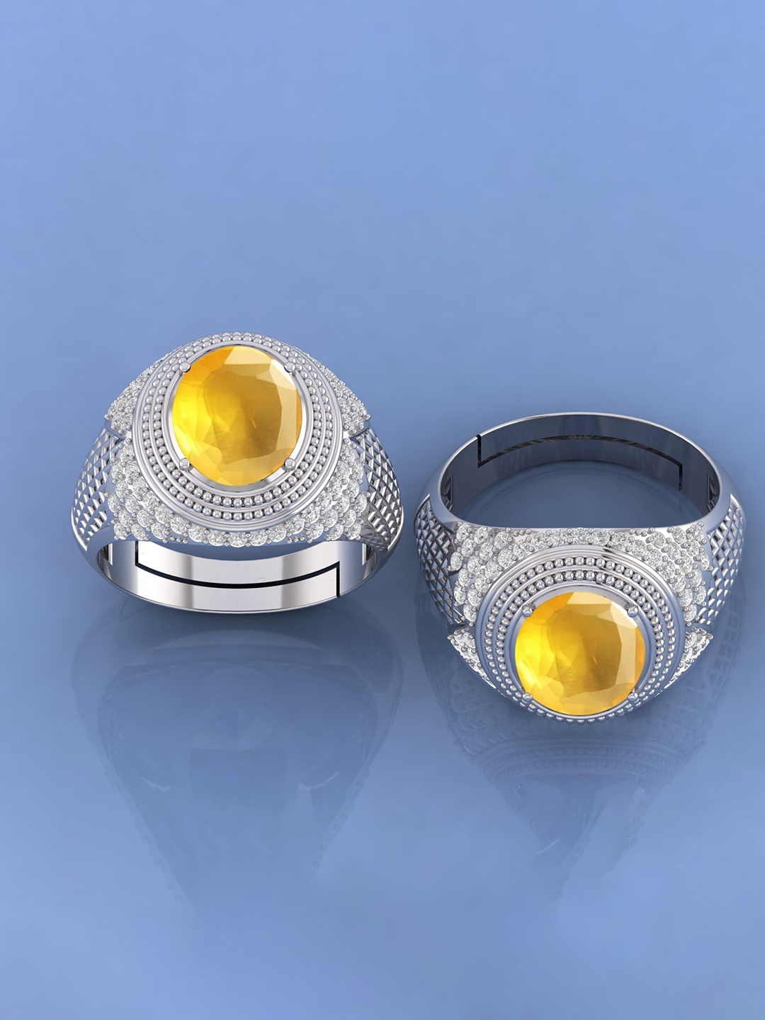 

LMDPRAJAPATIS Unisex Embellished Ring, Silver