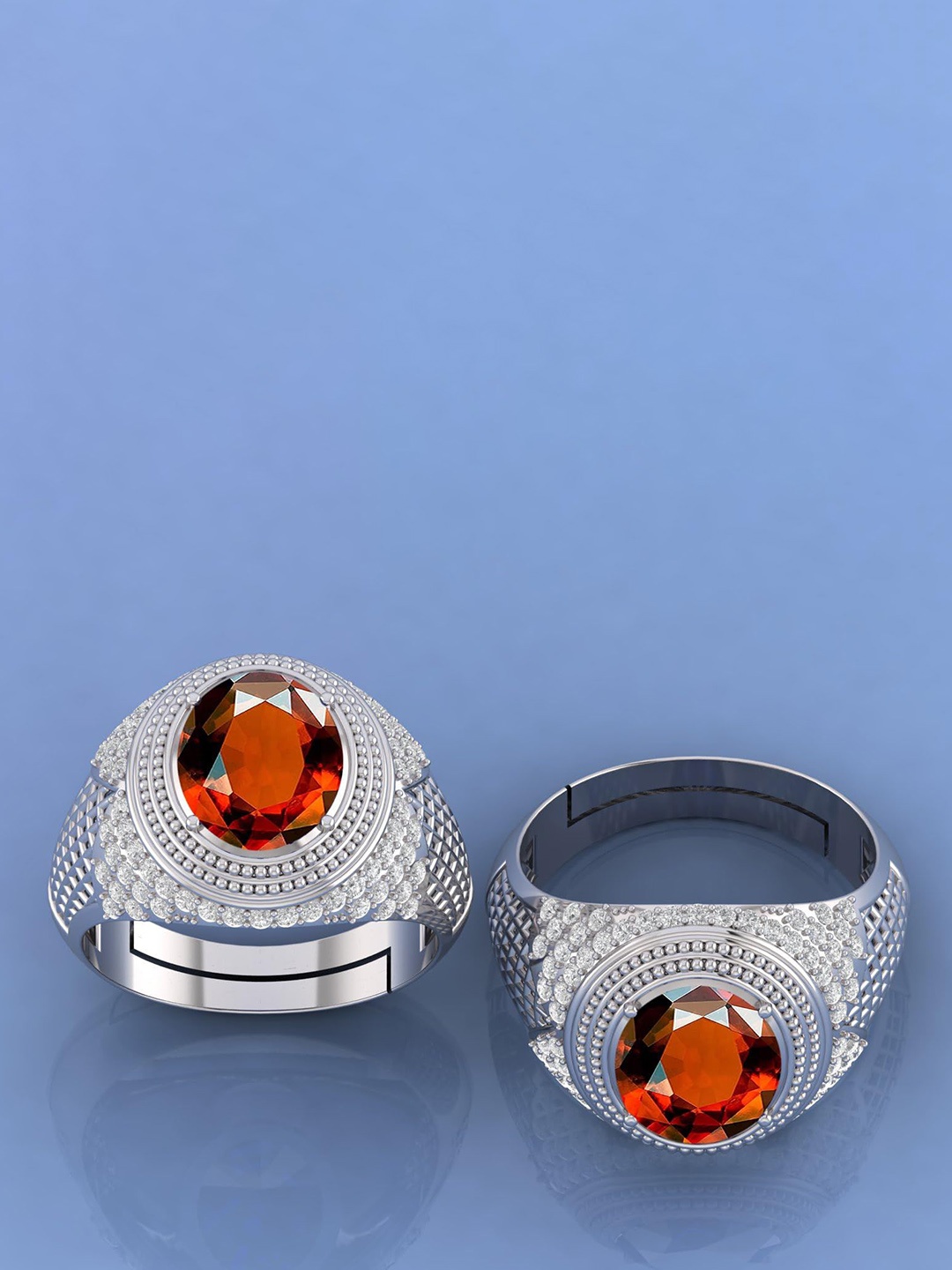 

LMDPRAJAPATIS Unisex Embellished Ring, Silver