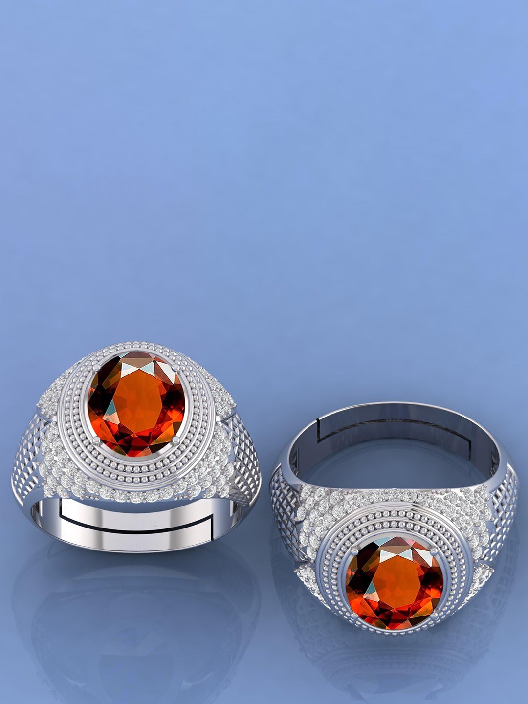 

LMDPRAJAPATIS Unisex Embellished Ring, Silver