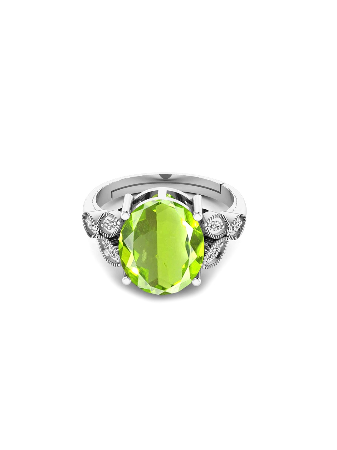 

LMDPRAJAPATIS Unisex 12.00 Ratti 11.25 Carat Natural Peridot Astrological Purpose Silver Ring Beautiful Design, Green