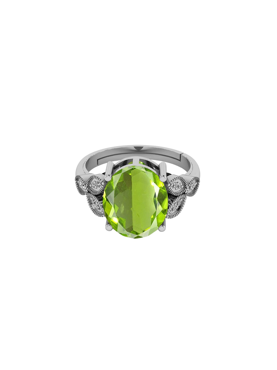 

LMDPRAJAPATIS Unisex 6.00 Ratti 5.25 Carat Natural Peridot Astrological Purpose Silver Ring Beautiful Design, Green