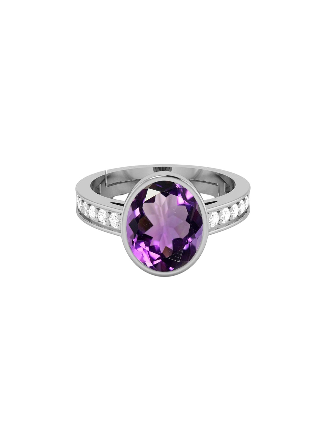 

LMDPRAJAPATIS Unisex 2.25 Ratti Natural Amethyst Purple Gemstone Silver Adjutable Ring For Men And Women