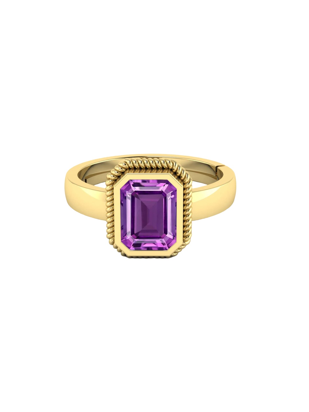 

LMDPRAJAPATIS Unisex Natural Amethyst Purple Gemstone Gold Plated Adjutable Ring For Men And Women (9.25 Ratti), Silver