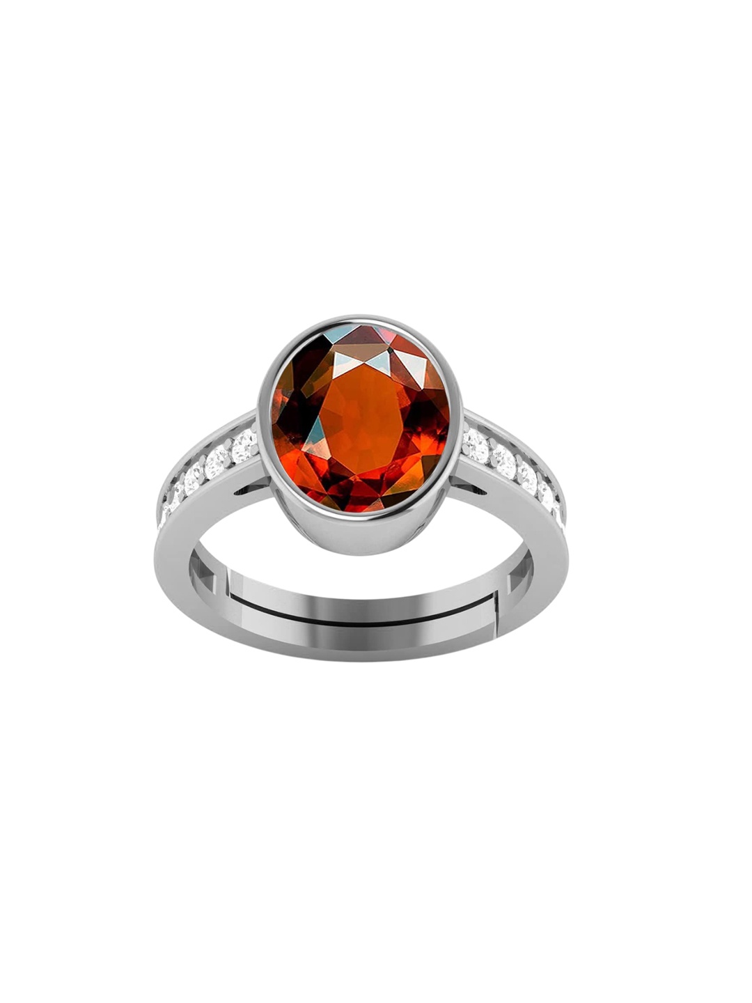 

LMDPRAJAPATIS Unisex 10.25 Ratti/ 9.25 Carat Natural Garnet/Gomed Panchdhatu Silver Plated Ring For s And Women, Red
