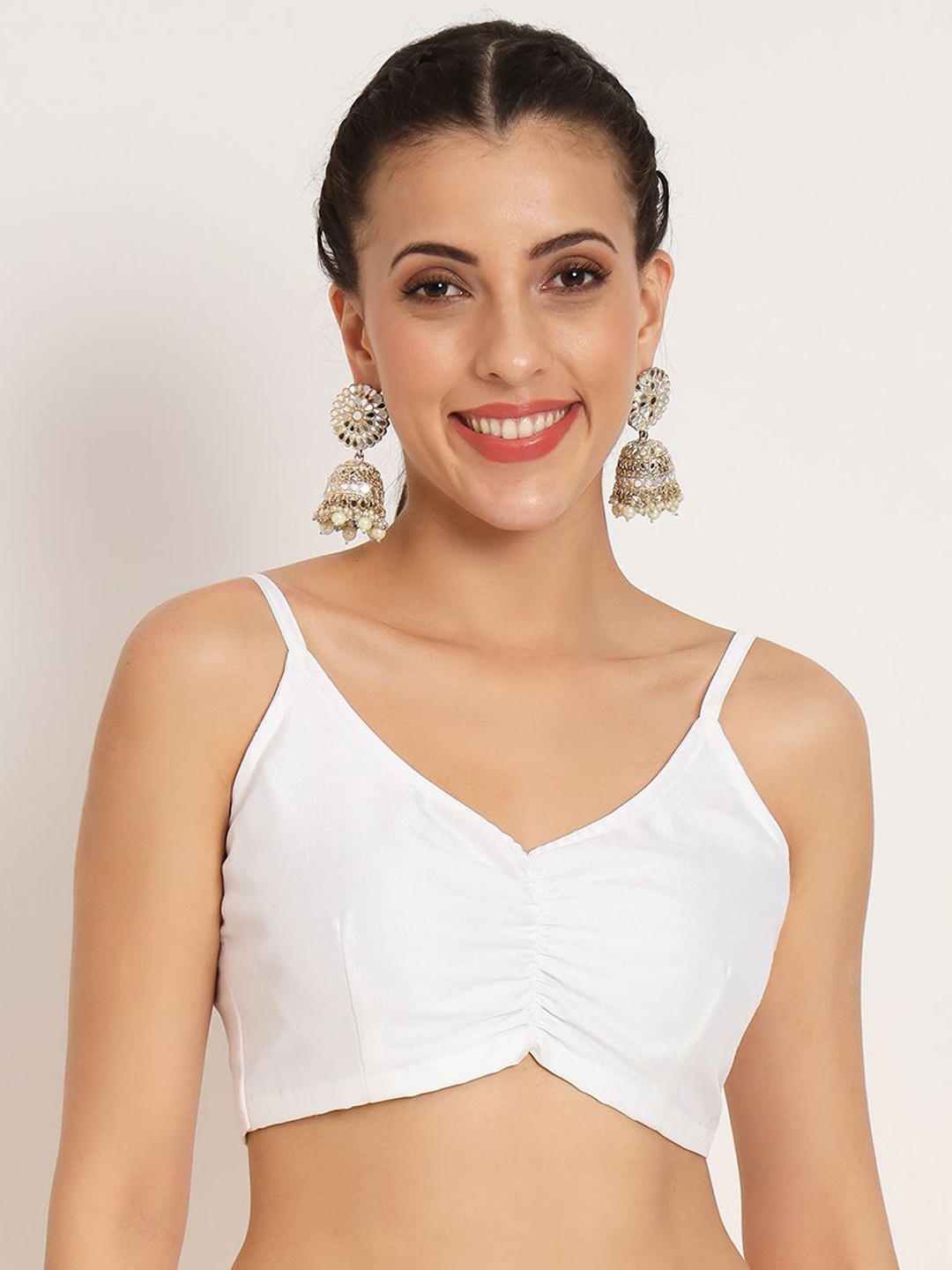 

studio rasa Silk V Neck Back Tie Padded Blouse, White