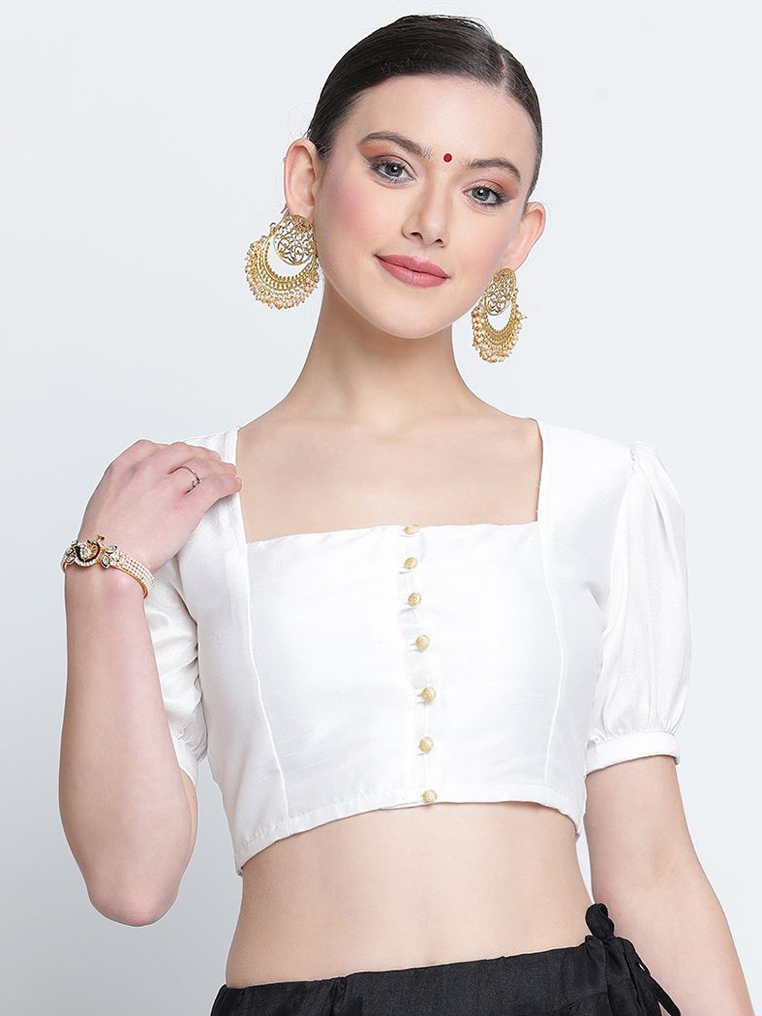 

studio rasa Button Down Blouse Saree Blouse, White