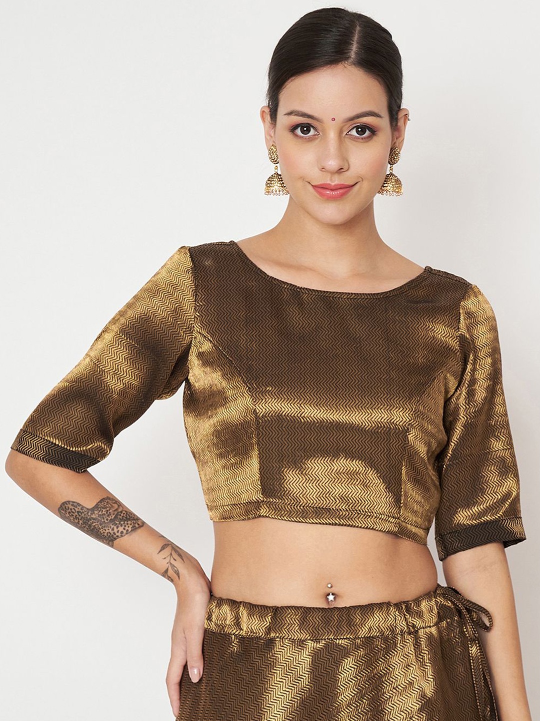 

studio rasa Sheen Crop Top, Gold