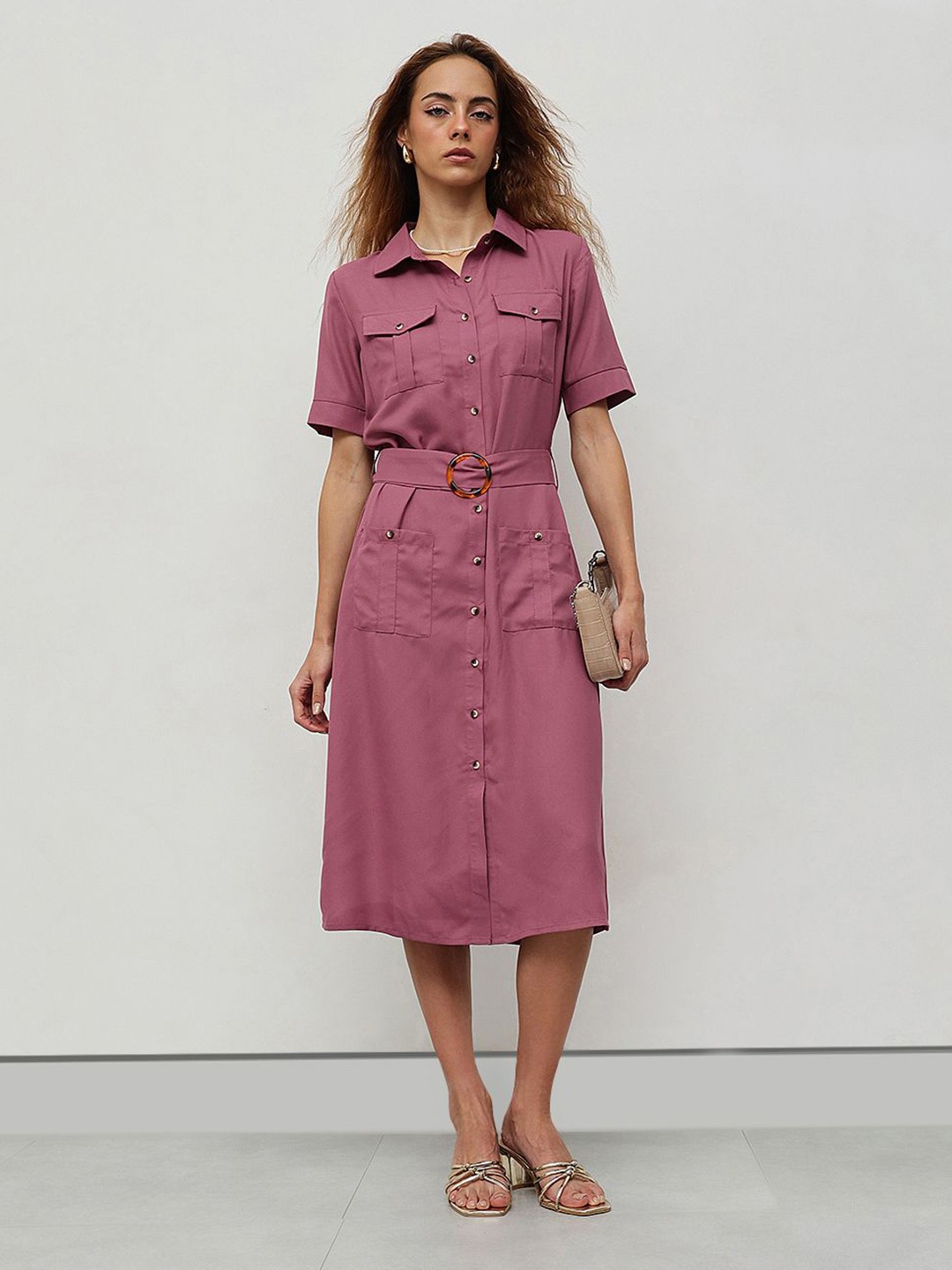 

STREET 9 Shirt Midi Dress, Mauve