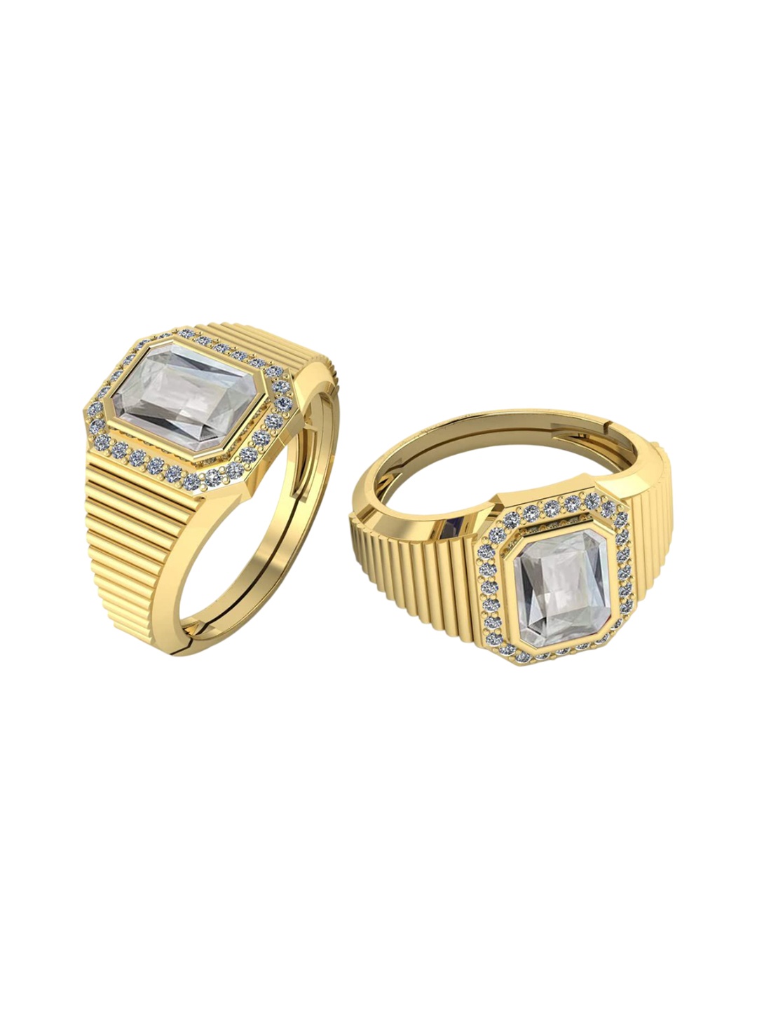 

LMDPRAJAPATIS Unisex Embellished Ring, White