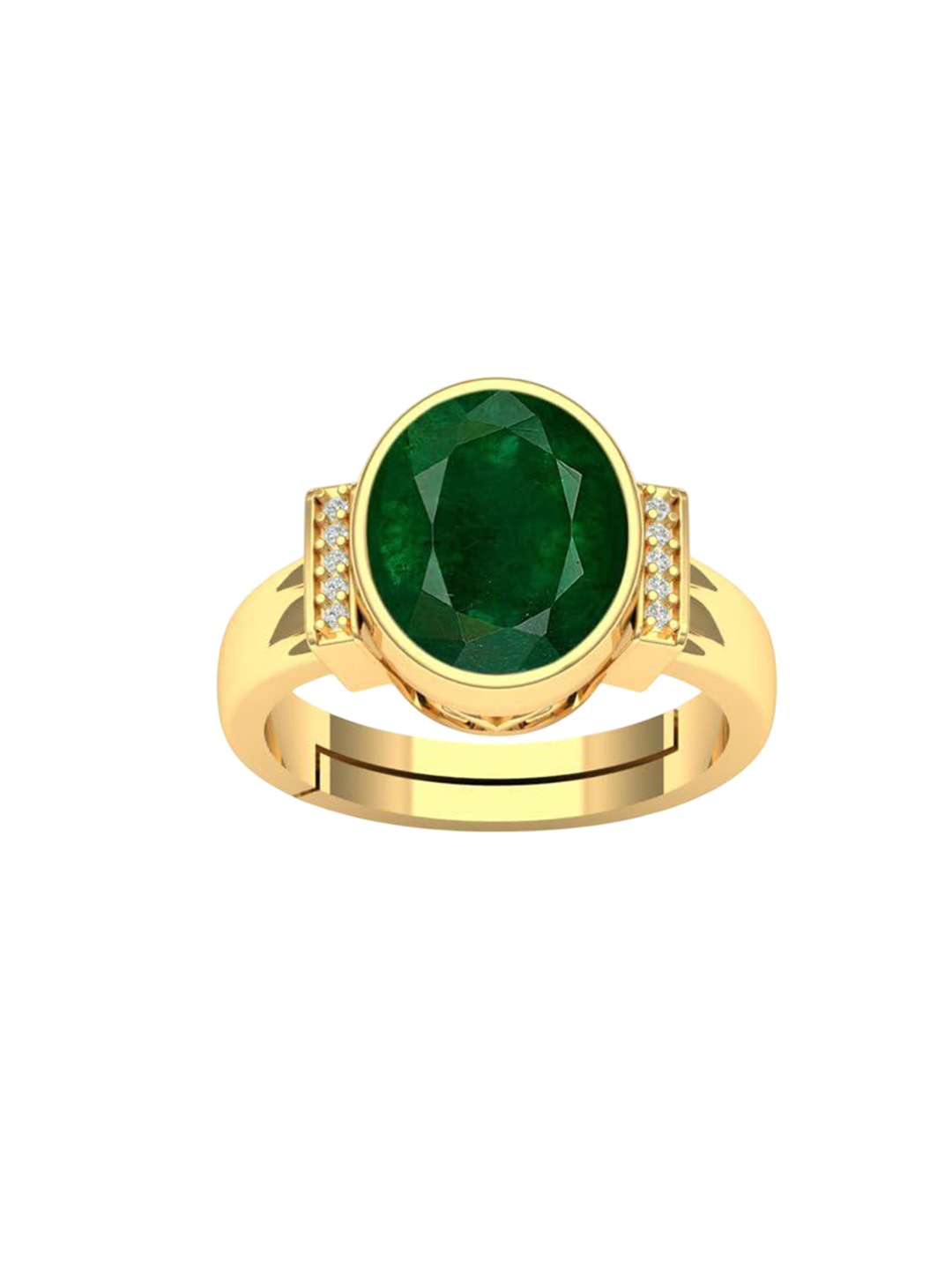 

LMDPRAJAPATIS Unisex 8.25 Ratti 7.50 Carat Original Emerald Astrological Gemstone Gold Ring For Women And s, Green