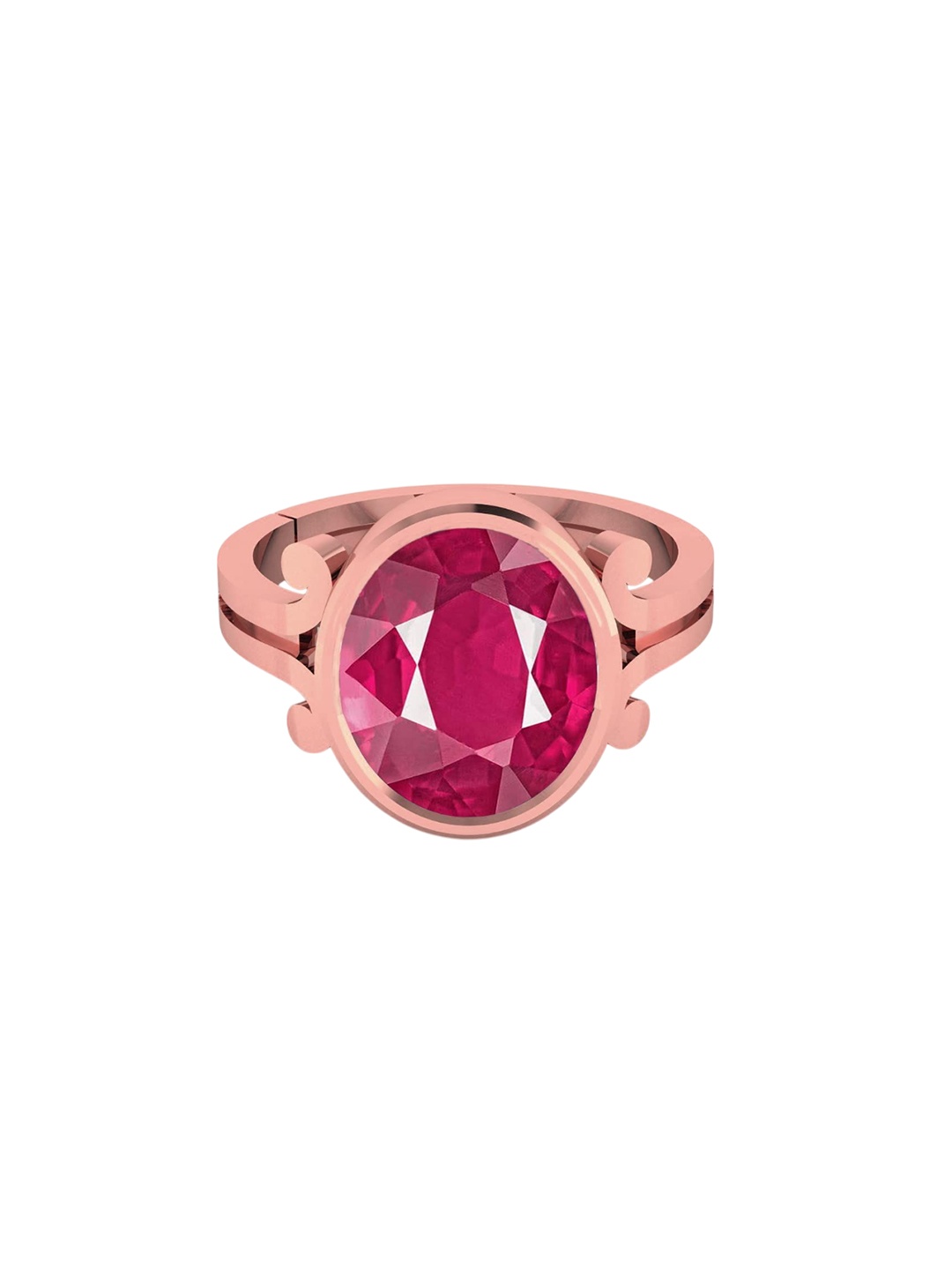 

LMDPRAJAPATIS Unisex 9.25 Ratti 8.50 Carat Certified Ruby Manik Gemstone Rose Gold Adjustable Ring For Women, Red